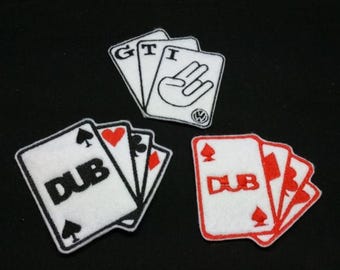 Dub Playing Cards JDM Embroidered Badge, GTI Patch Iron on or Sew on