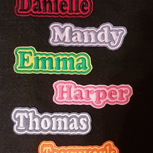 Personalised Oval Embroidered Name Patch Badge Girls Boys Iron on or sew