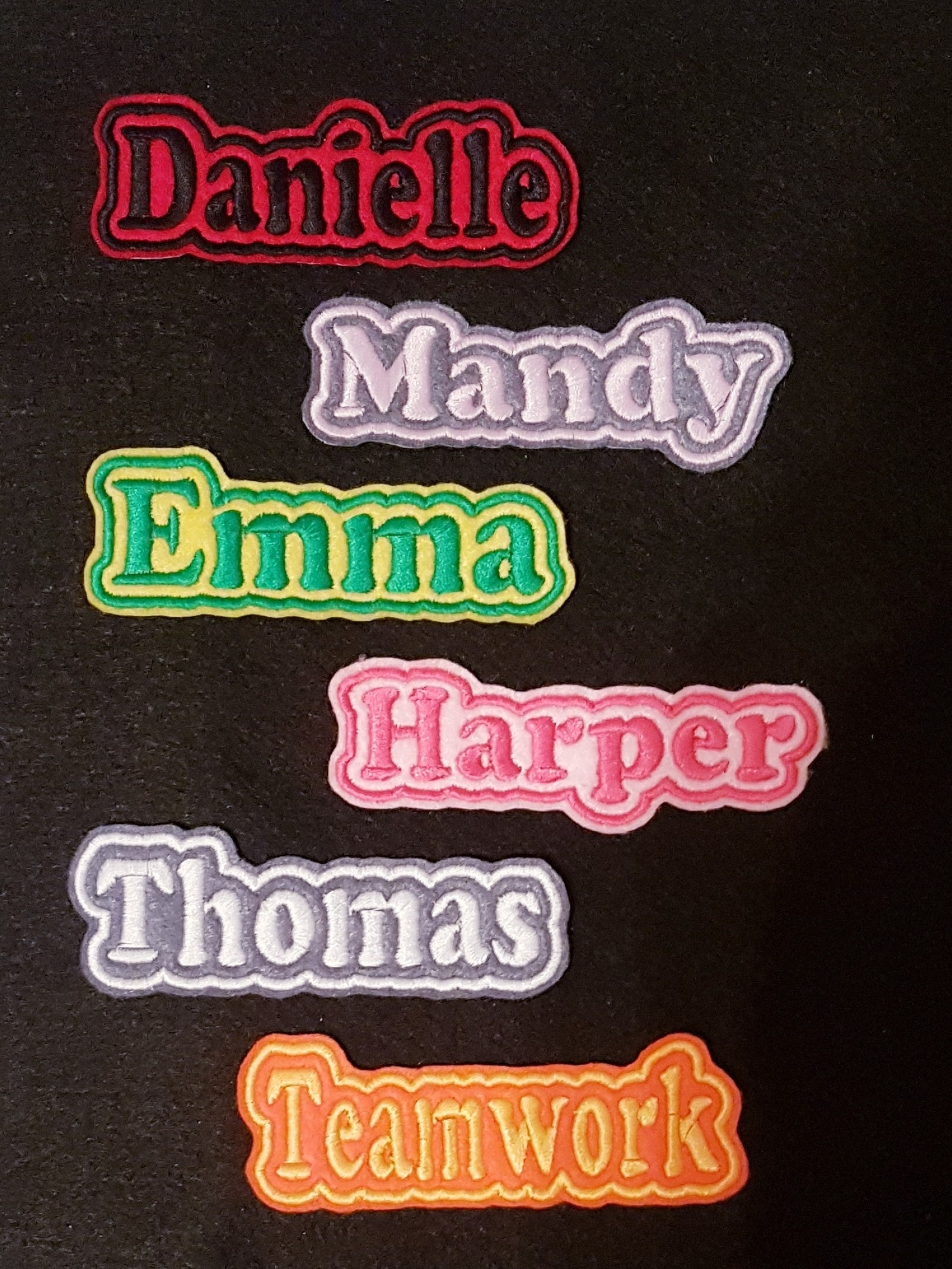 Personalised Embroidered Name Patch Badge B1 Girls Boys Iron on or Sew 