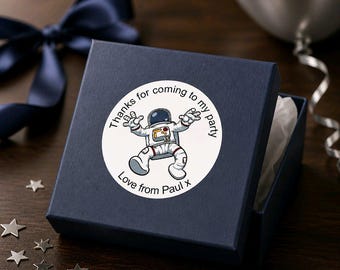 Personalised Space Man Round Gift Bag, Sticker Label Seal Sweet Cone in 4 Sizes