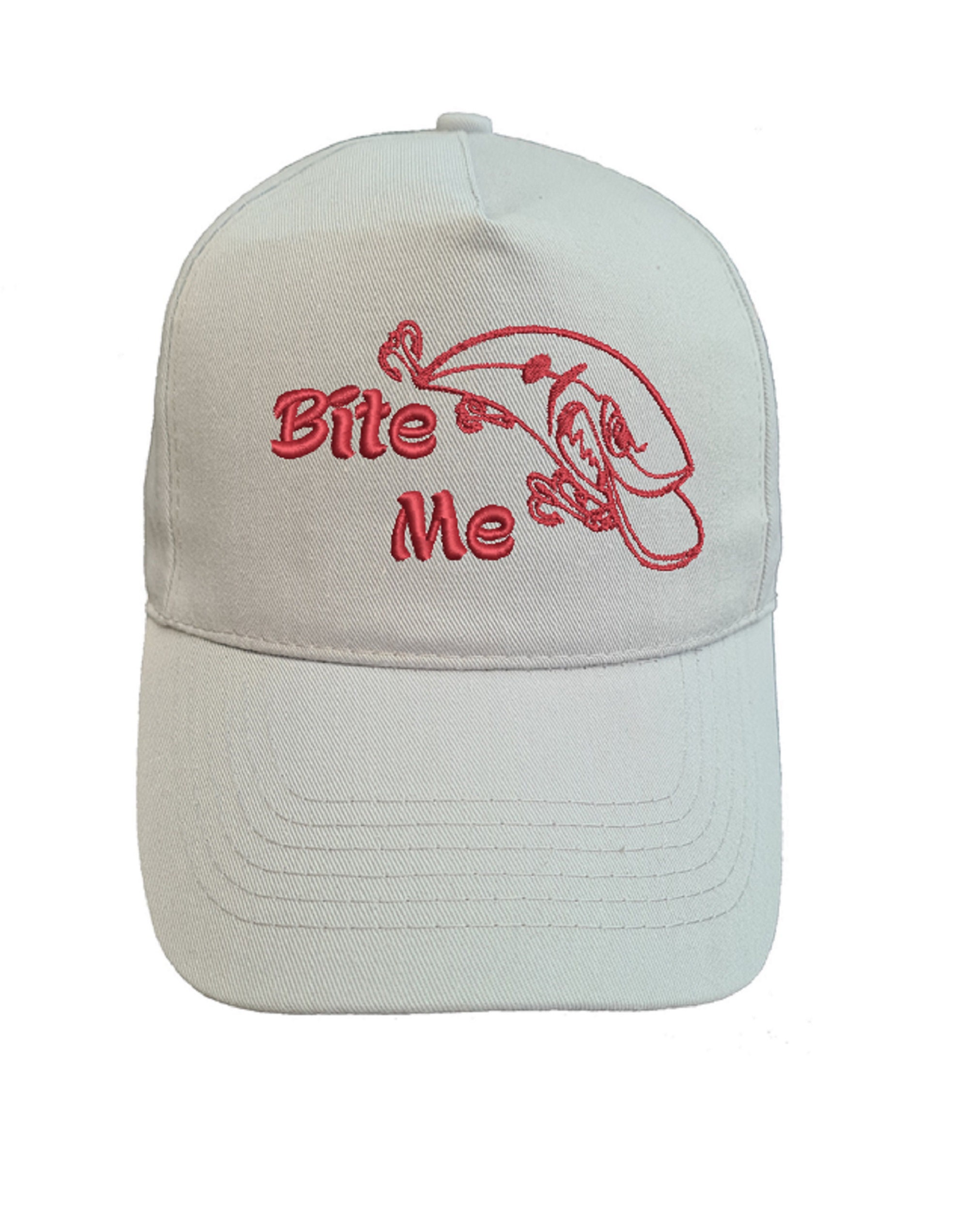 Bite Me Fishing Embroidered Baseball Cap Hat in 15 Colours and 25