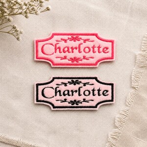 Personalised Embroidered Name Patch with Flowers, Iron On or Sew On