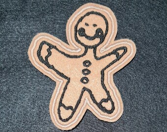 Ginger Bread Man Embroidered Badge Patch Iron on or Sew on
