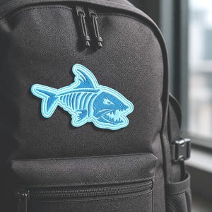 Devil Fish Skeleton Embroidered Patch | Iron On Sew On