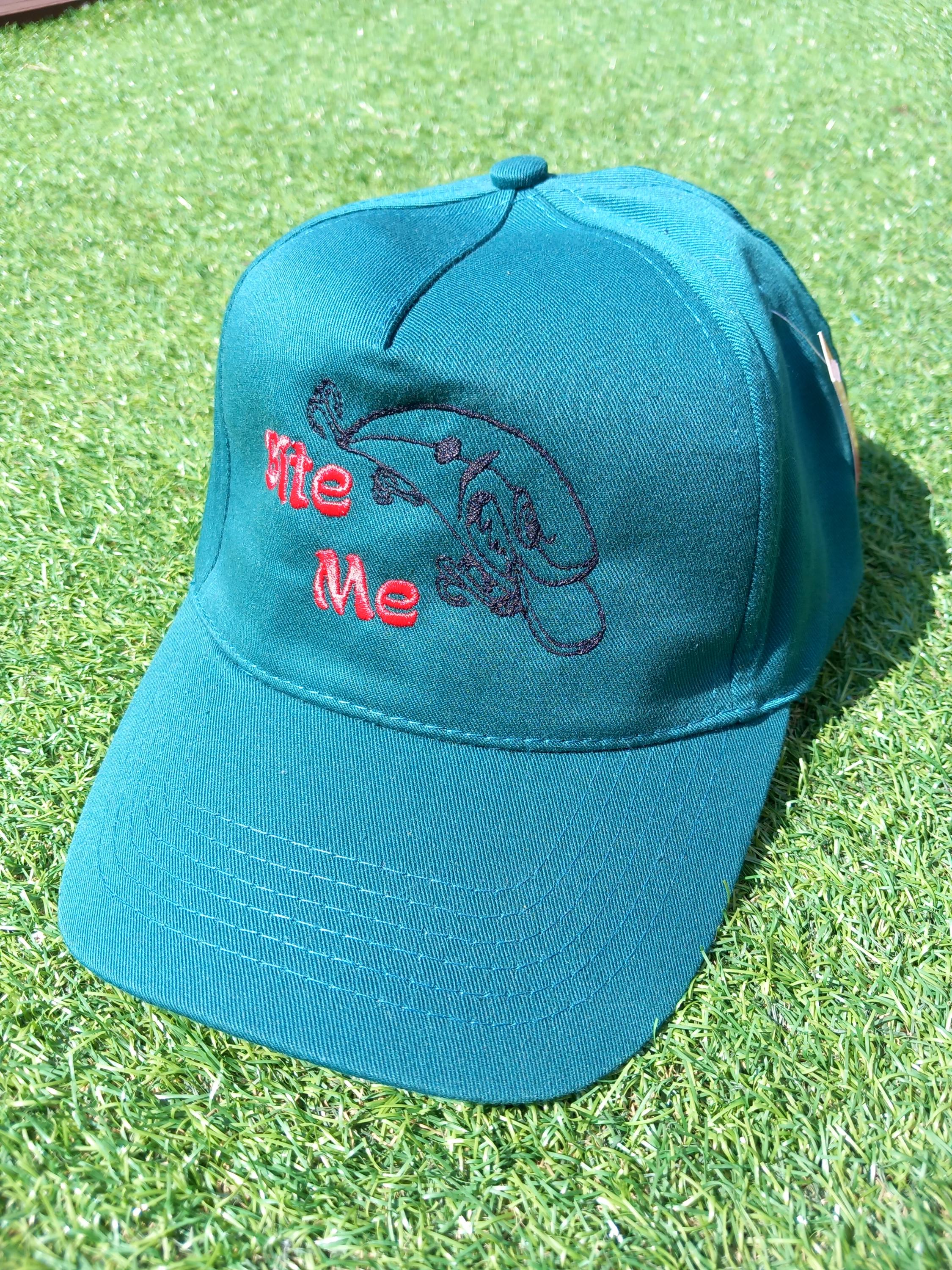 Bite Me Fishing Embroidered Baseball Cap Hat in 15 Colours and 25