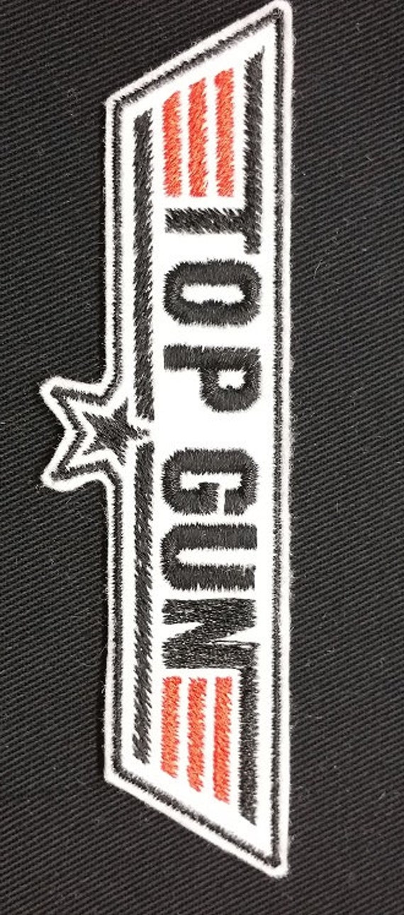 Top Gun Black Embroidered Patch Badge Iron on or sew Etsy