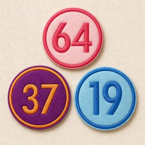 Personalised Embroidered Number Patch Badge Girls Boys Iron on or sew
