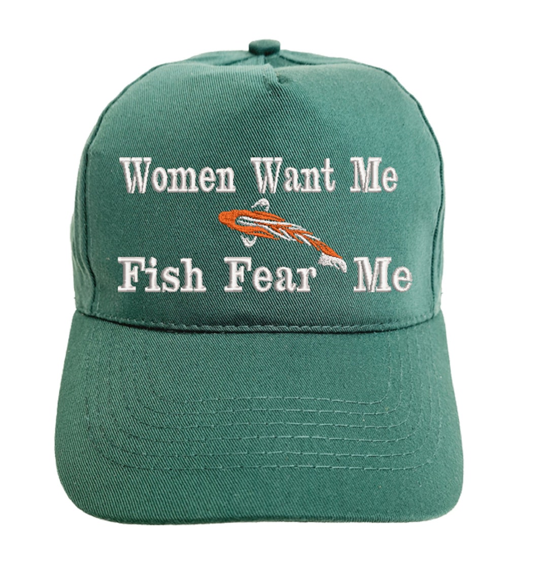 Fish Fear Me Tall Green Crown Strapback Cap Hat Bass Fishing