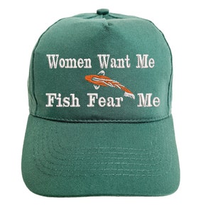 Women Want Me Fish Fear Me Embroidered Baseball Cap Hat in 15