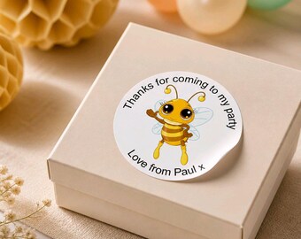 Personalised Bee Round Gift Bag, Sticker Label Seal Sweet Cone in 4 Sizes