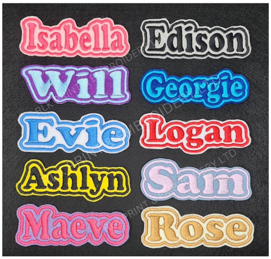 Personalised Embroidered Name Patch, Iron on or Sew on B1 - Etsy UK