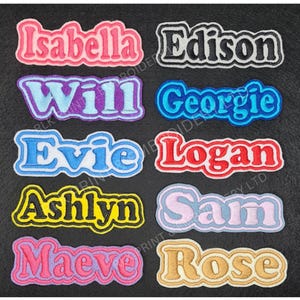 Personalised Embroidered Name Patch Badge B1 Girls Boys Iron On Patch Sew On Patch Many Colours Custom Patch Backpack T-shirt Hat Patches