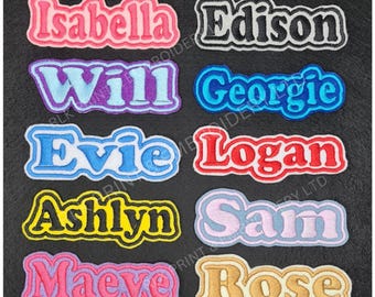 Personalised Embroidered Name Patch, Iron On or Sew On  B1