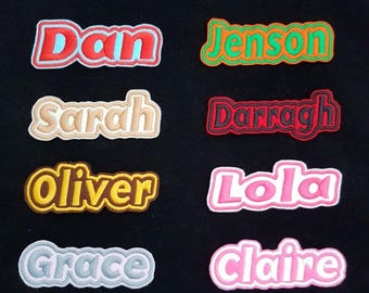 Personalised Embroidered Name Patch Badge G1 Girls Boys Iron on or sew