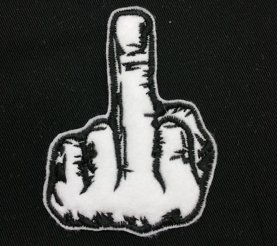 Embroidered Black Middle Finger Patch Badge Iron Sew On T Shirt Jeans Bag Jacket