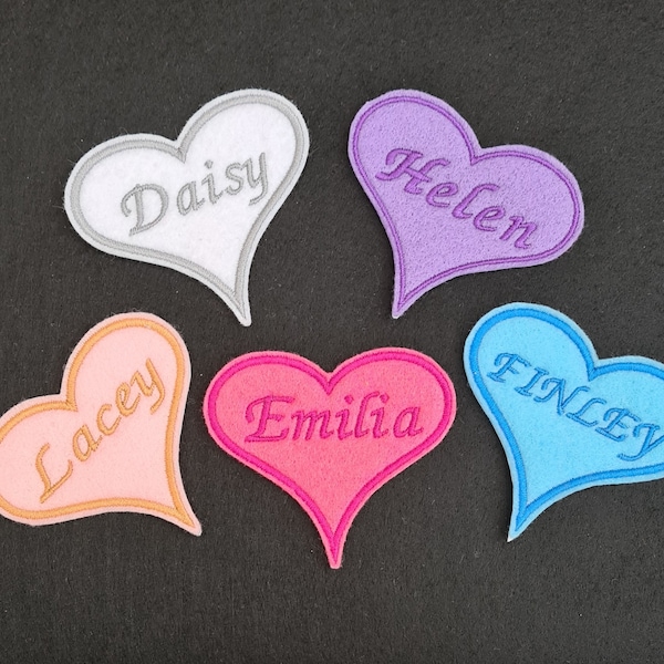 Heart Shape Embroidered Name Patch Badge Iron on or sew