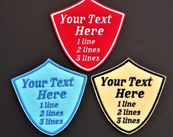 Personalised Embroidered Name Patch, Shield, Iron-On or Sew-On Shield