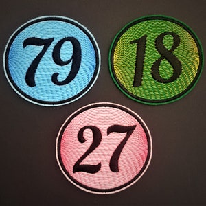 Personalised Embroidered Numbers Patch Badge Girls Boys Iron on or sew