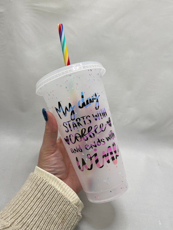 Personalised Cold Cup With Straw, Starbucks Inspired, Pastel