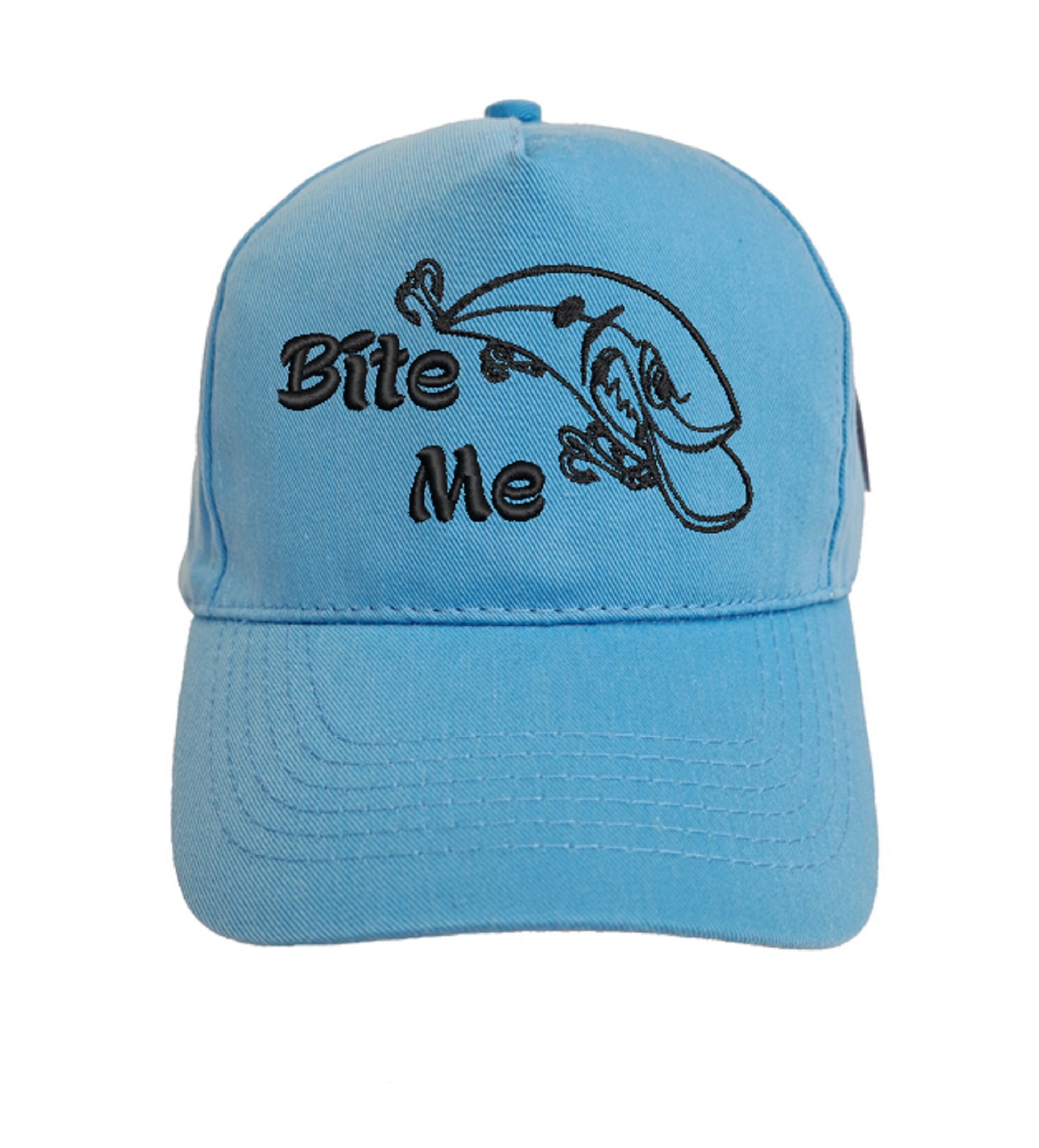 Bite Me Fishing Embroidered Baseball Cap Hat in 15 Colours and 25
