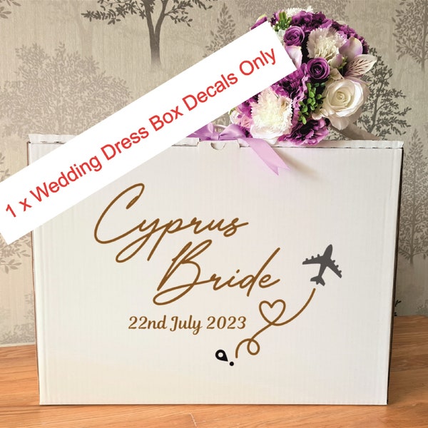 Wedding Vinyl Decals x 1 ONLY, Bridal box Personalised Bride, hand luggage for destination wedding, 1 x Vinyl Decals ONLY