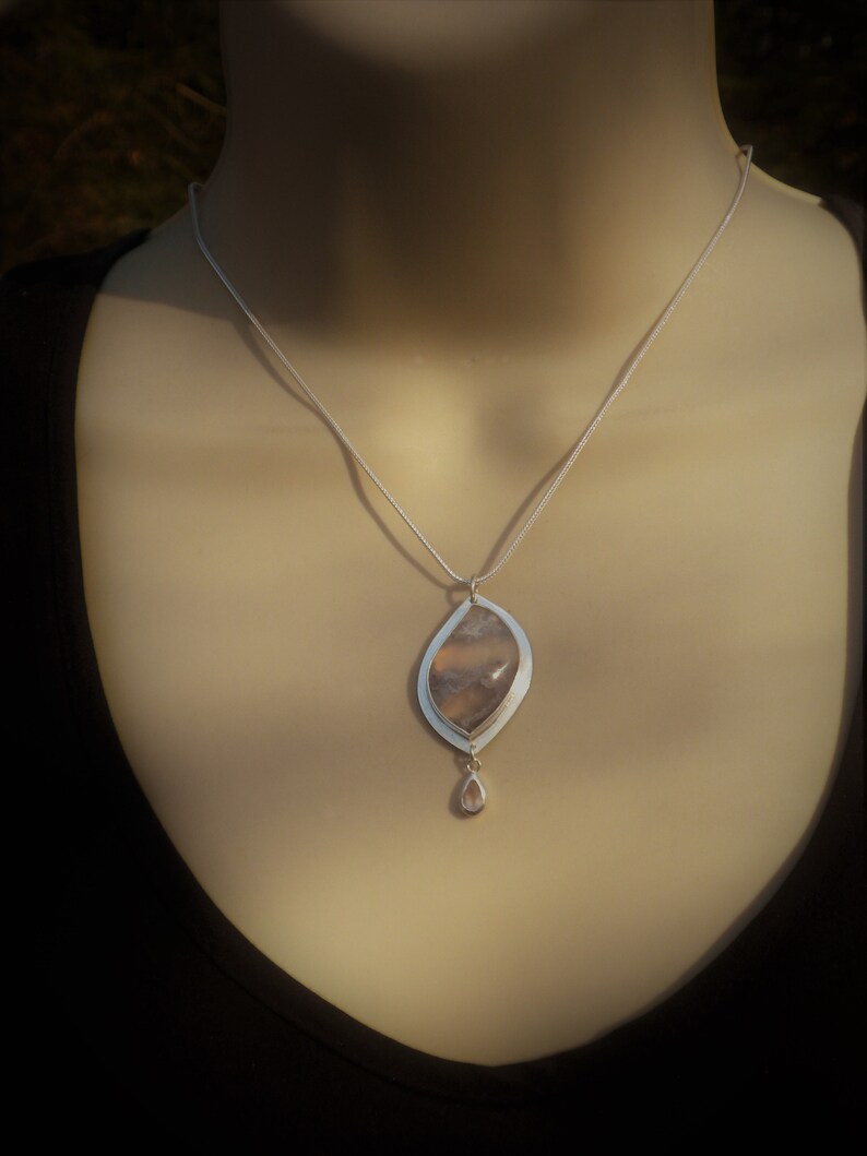 Moss Agate and Rose Quartz Pendant Sterling Silver Moss | Etsy