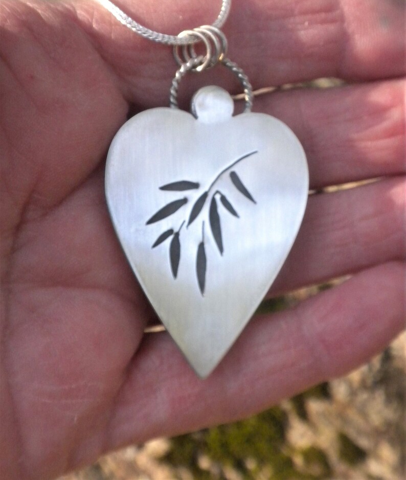 Tourmaline Valentines Gift Jade Shades of Green Pendant Sterling Silver Cutout on Back Bamboo Forest Jade and Tourmaline Heart