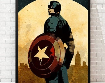 Digital Download Avengers Captain America Minimalist Movie Poster, Captain America Art Print