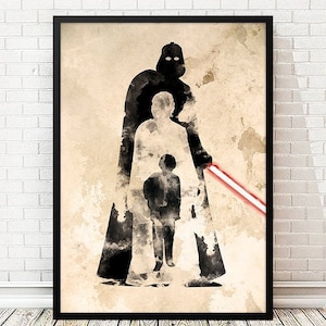 Star Wars Anakin Skywalker Becomes Darth Vader Watercolor Minimalist Movie Poster, Darth Vader Art Print, 13x19 inches Unframed Print