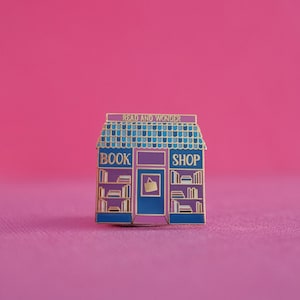 Book Shop Enamel Pin  | Blue and Pink Variant
