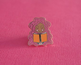 Reader Girl Book Lover | Pink Hair Variante Emaille Pin