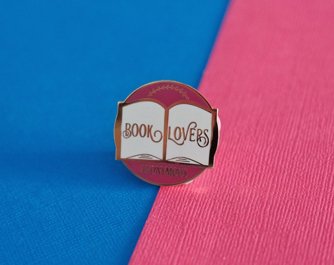 Pink Book Lovers Anonymous Enamel Pin
