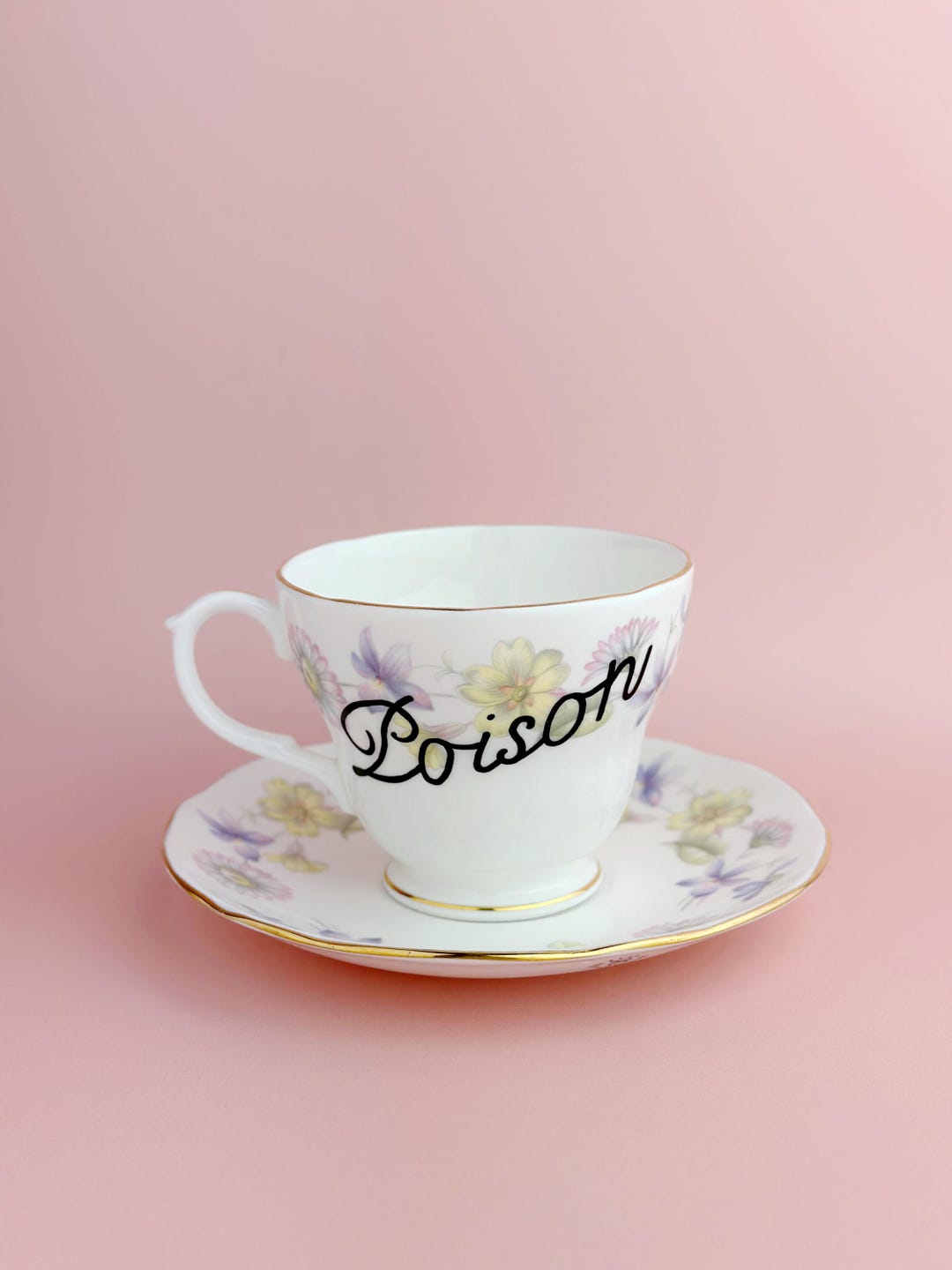 Hand Painted Poison Vintage Teacup and Saucer. - Etsy