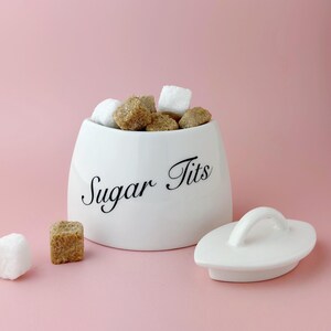 Sugar Tits Sugar Bowl with Lid | White Ceramic Subversive Kitchen Storage Pot