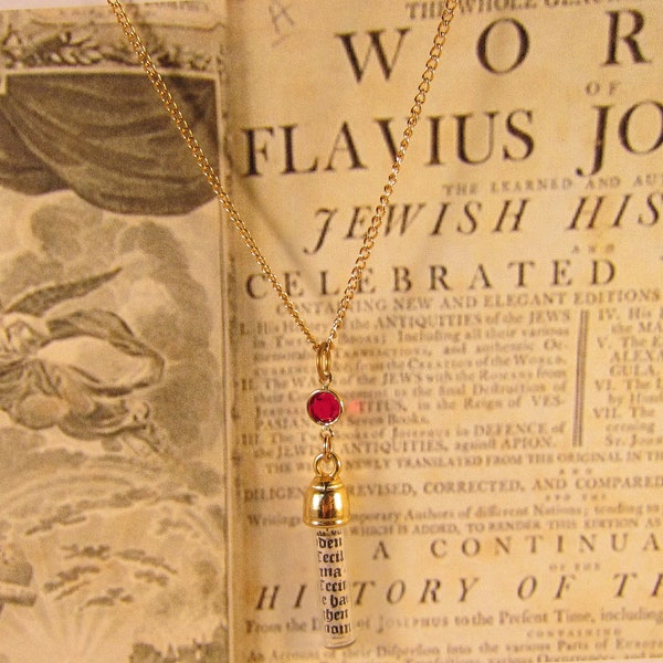 Necklace with 1601 Josephus' History of the Jews Fragment in Glass Vial