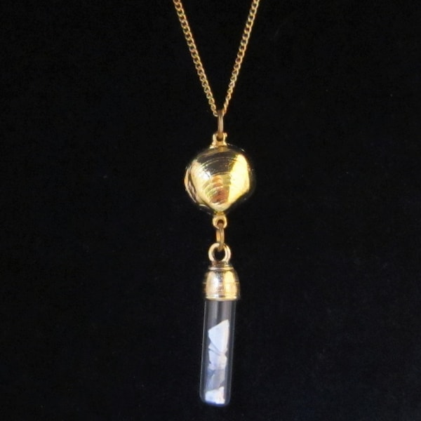 Necklace with Cape Cod Wampum Style Chips in Glass Vial