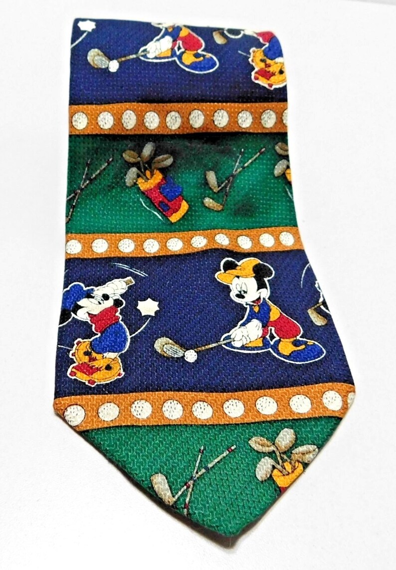 Mickey Mouse Golfing Necktie Disney Mickey /& Co Mickey Mouse Neck Tie Golfing Necktie Novelty Tie 100 Percent Silk