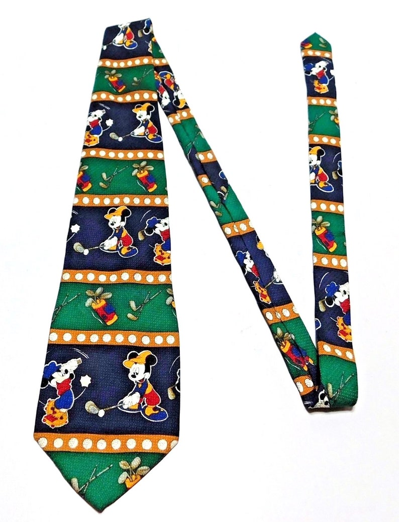 Mickey Mouse Golfing Necktie Disney Mickey /& Co Mickey Mouse Neck Tie Golfing Necktie Novelty Tie 100 Percent Silk