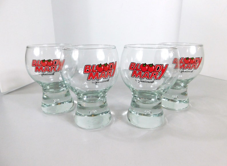 Smirnoff Vodka Bloody Mary Glasses Set 4 Heavy Bottoms 15 oz Etsy