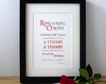 Ring-A-Ring-O-Roses - A5 Letterpress Typographic Print