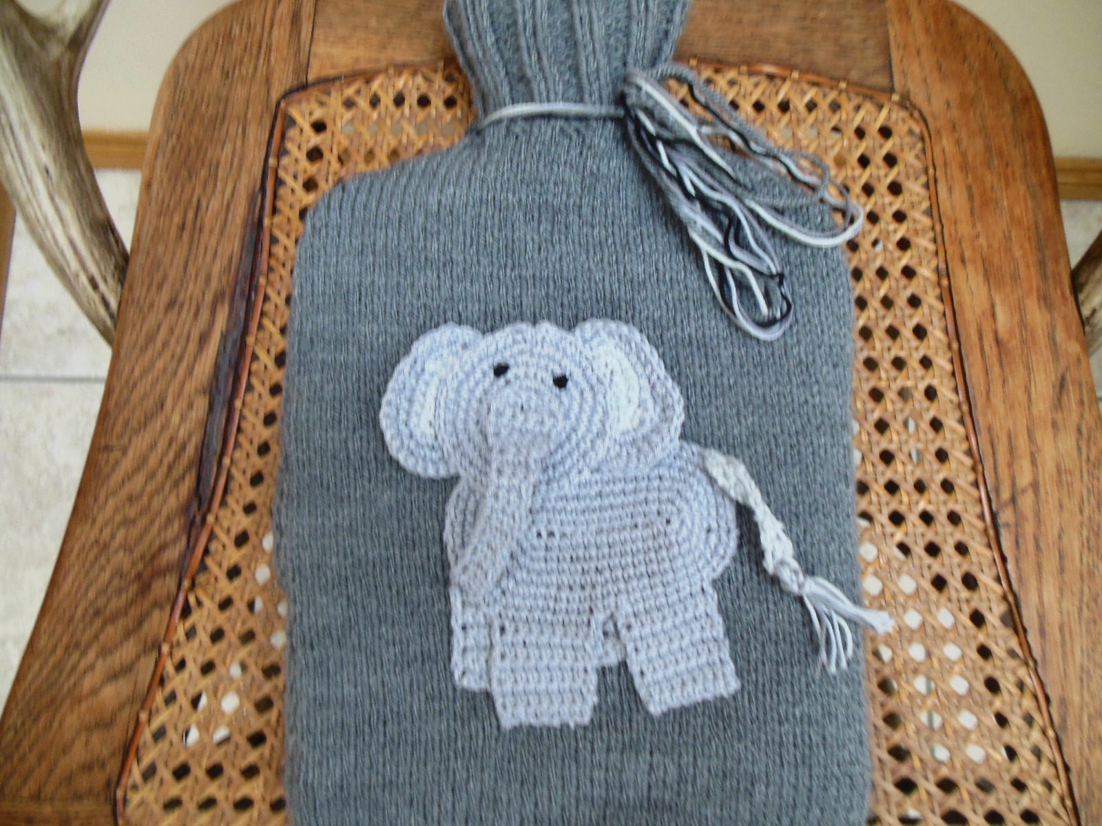 Hot Water Bottle Cover Hand Knitted With Elephant Design to Etsy