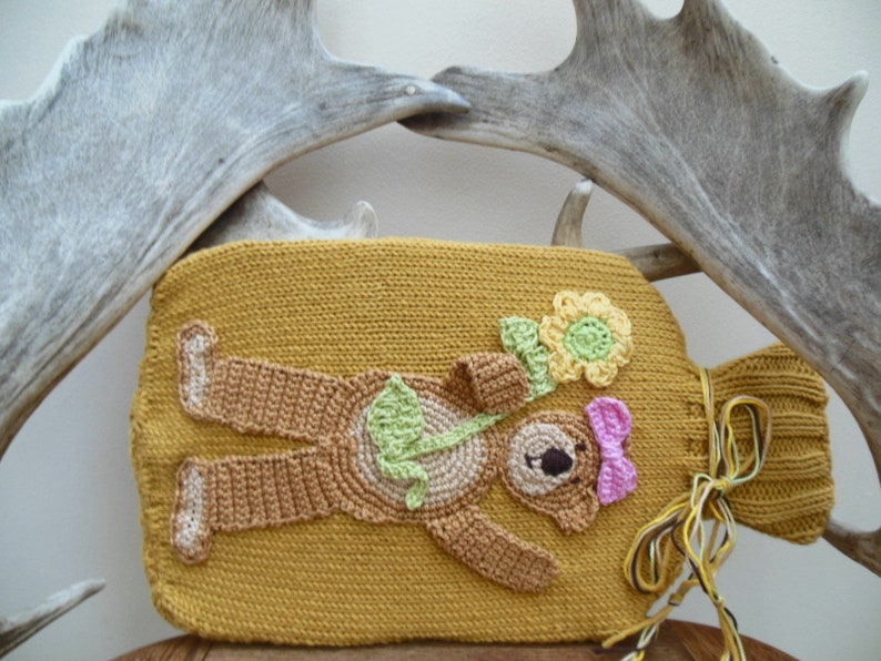 Teddy Bear Hot Water Bottle Cover Hand Knitted Standard 2 Etsy