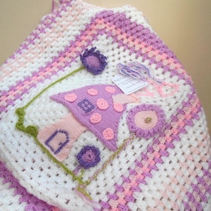 Mushroom Crochet Baby Blanket: Pink & Lilac Nursery Afghan