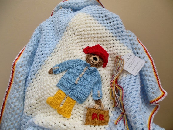 Crochet Baby Blanket Paddington Bear Nursery Bedding Blue Etsy