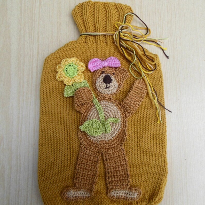 Teddy Bear Hot Water Bottle Cover Hand Knitted Standard 2 - Etsy