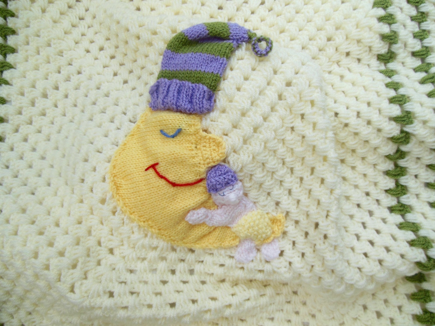 Crochet Baby Blanket On the Moon Blanket Goodnight Moon Baby Etsy