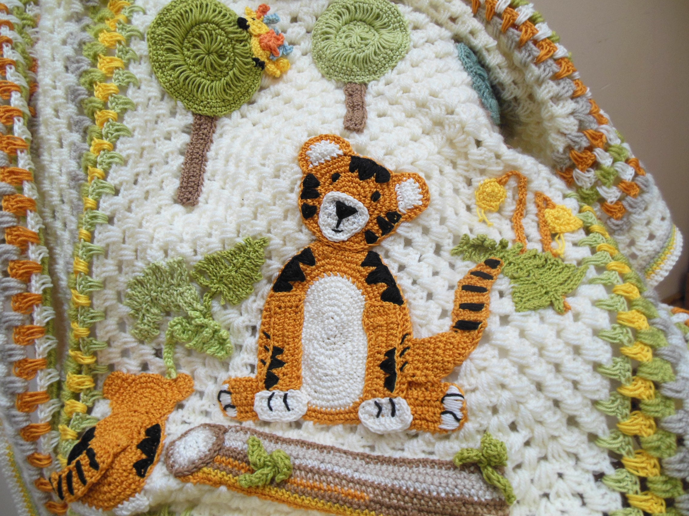 Tiger & Cub Crochet Baby Blanket Jungle Nursery Tiger Etsy