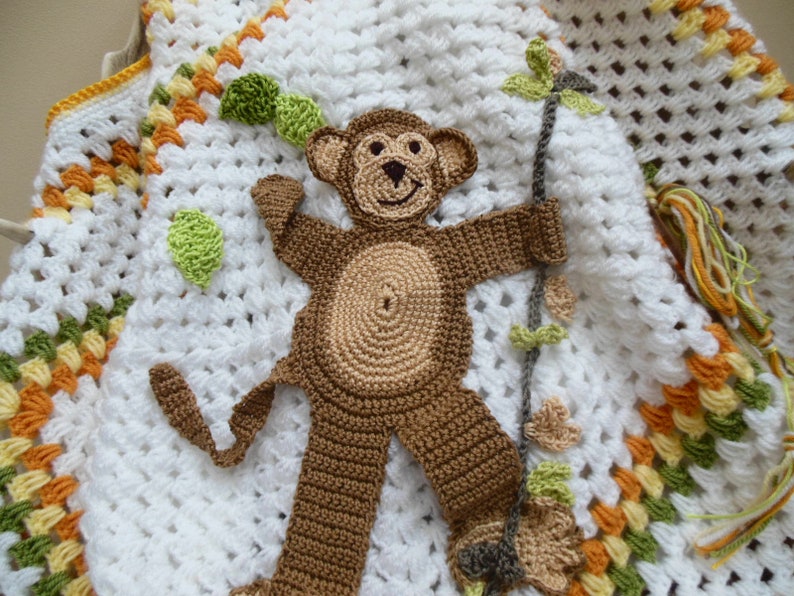 Cheeky Monkey Baby Blanket Crochet Jungle Animal Bedding ...