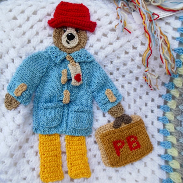 Handmade Paddington Bear Blanket, Crochet Baby Blanket Large 40 x 34 inches Unique Custom Heirloom Grandchild Gift, Boy or Girl.