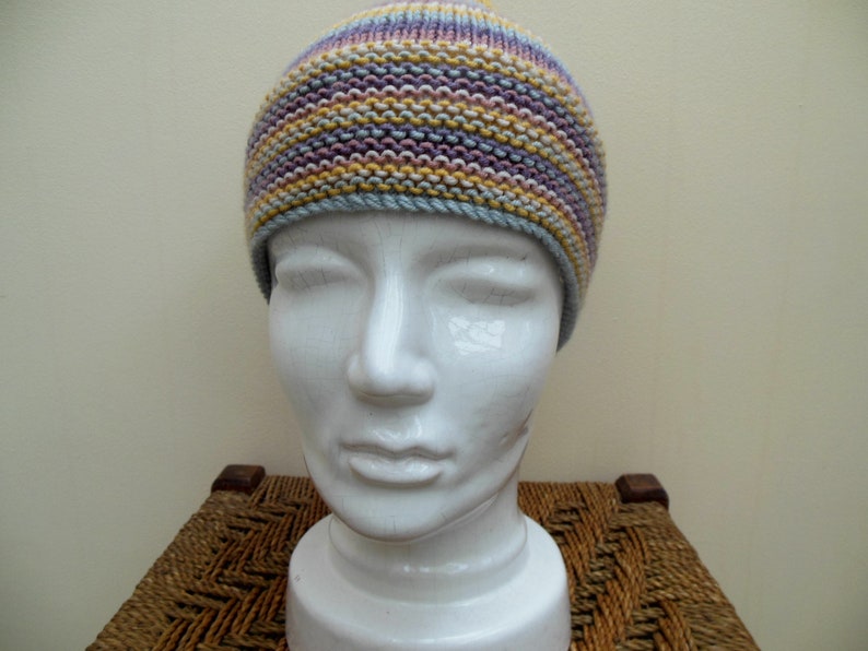 Hand Knit Hat Wool Beanie for Women in Lavender Mustard & - Etsy